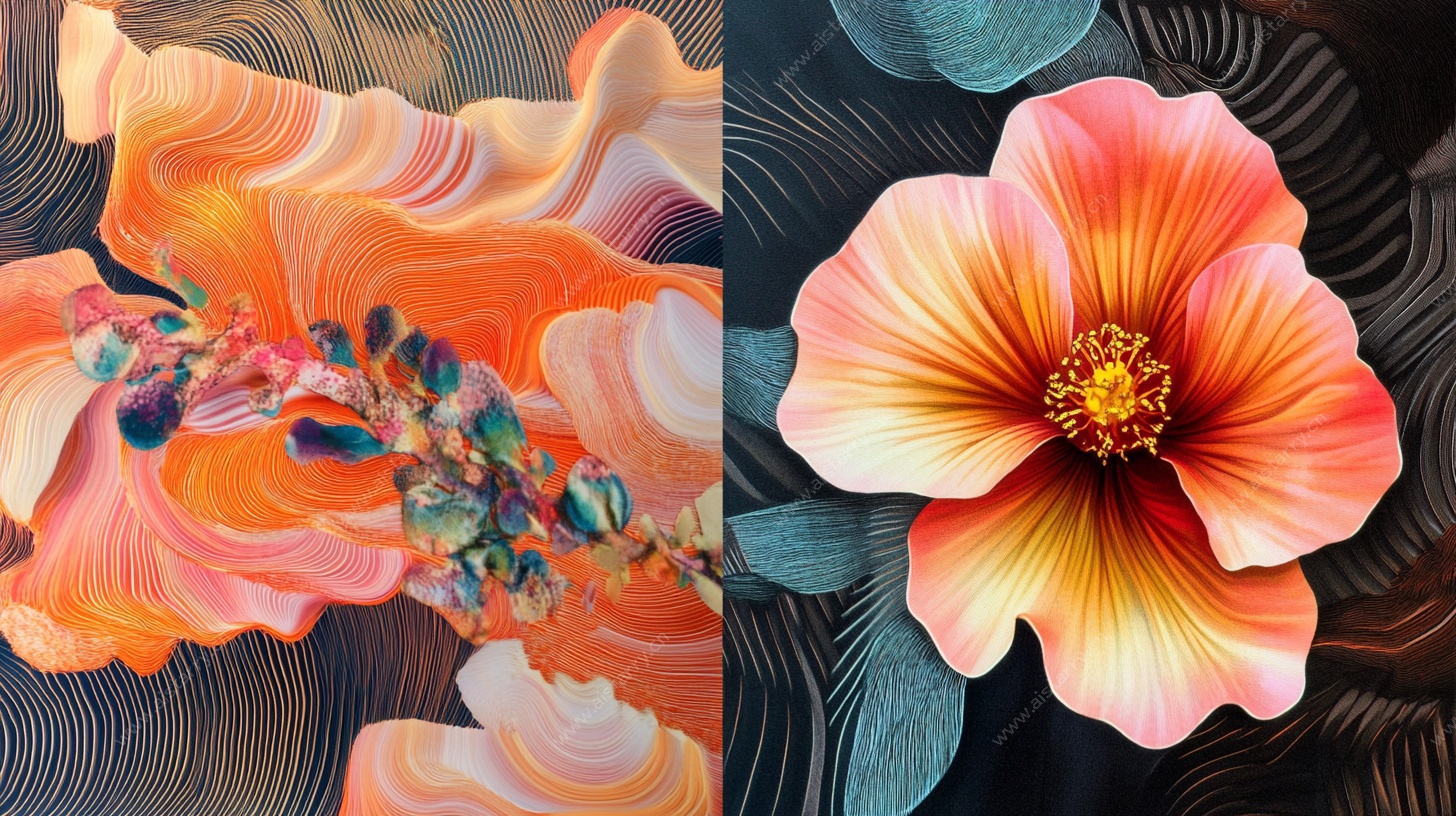 梦幻花卉抽象艺术画作