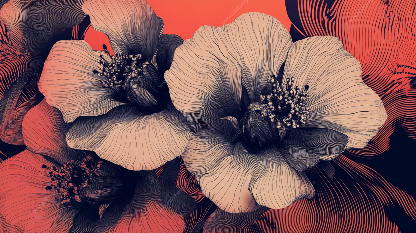 复古风扶桑花插画