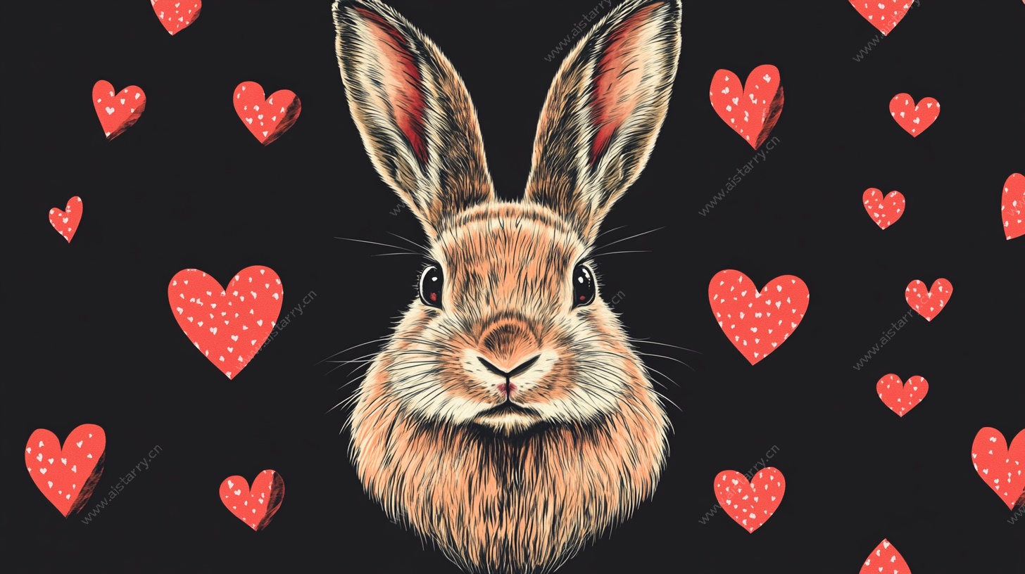 兔子与爱心插画