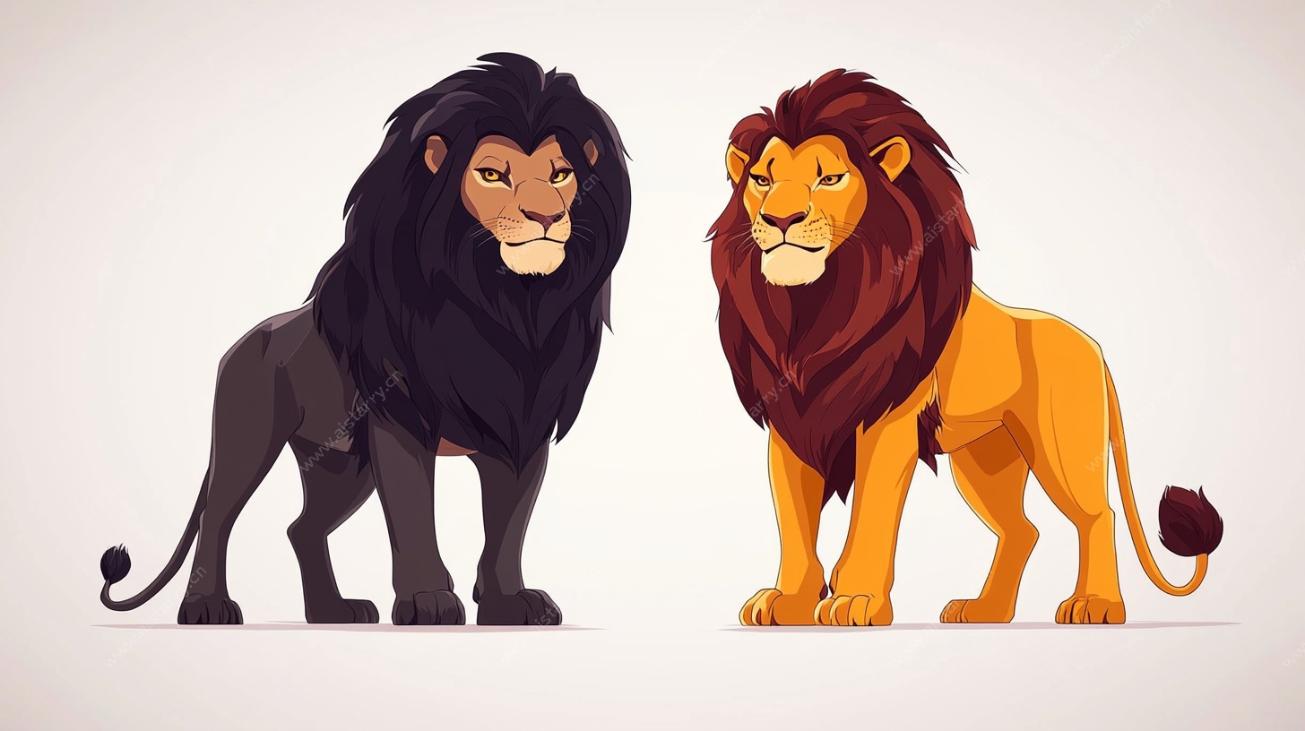 双狮卡通形象展示