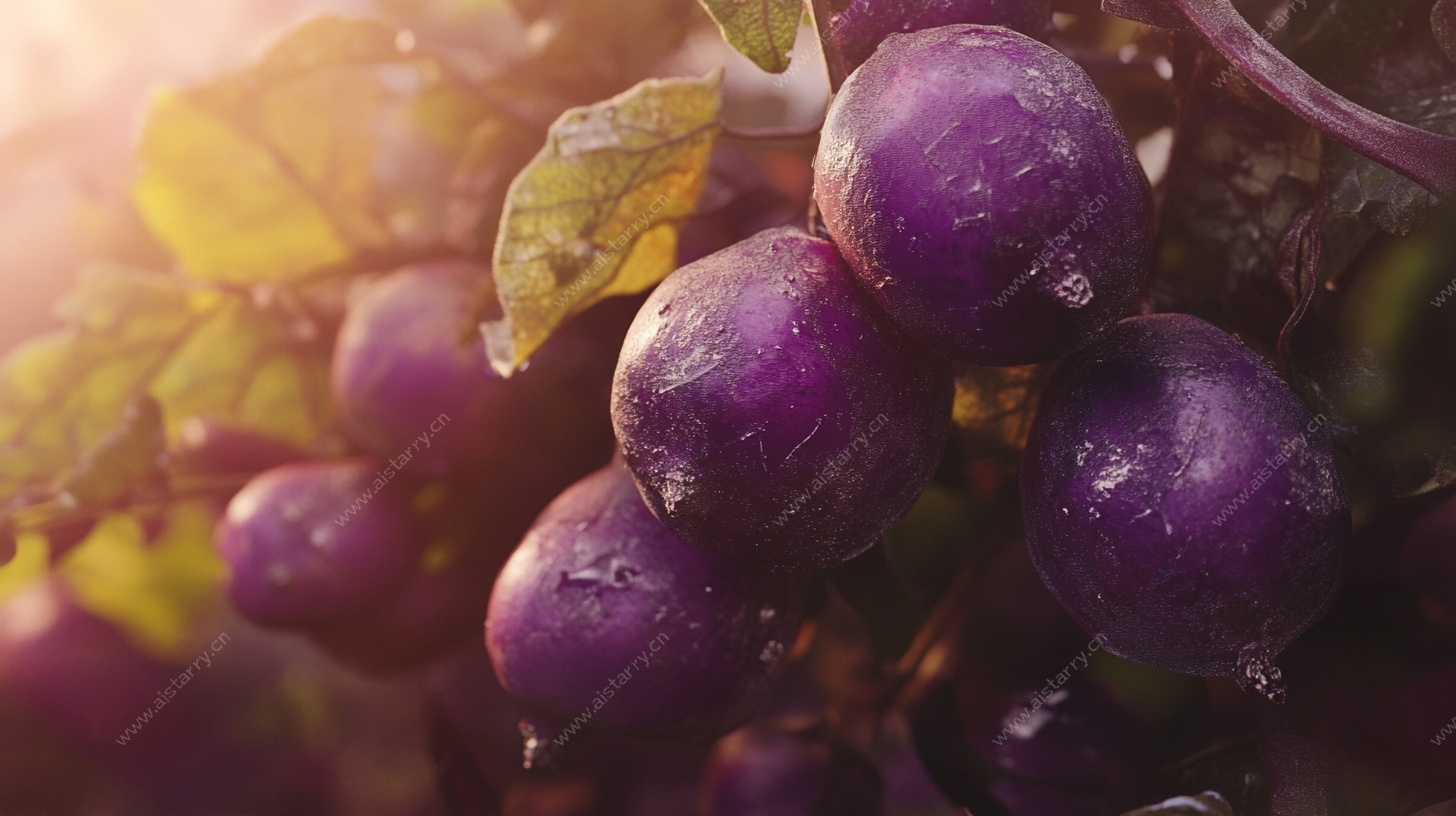 紫果挂枝 自然清新果实图