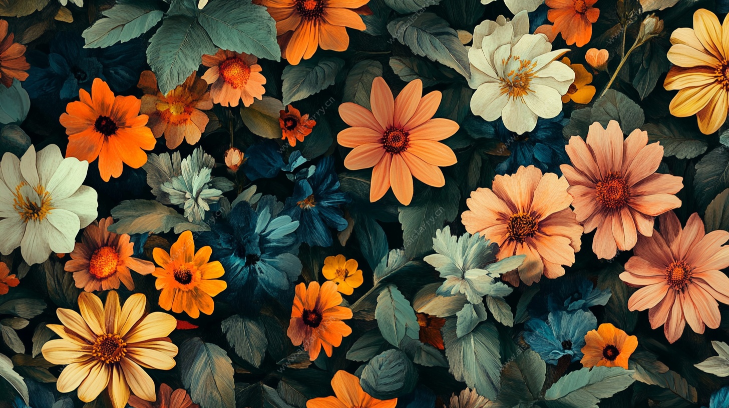 缤纷花卉图案背景图