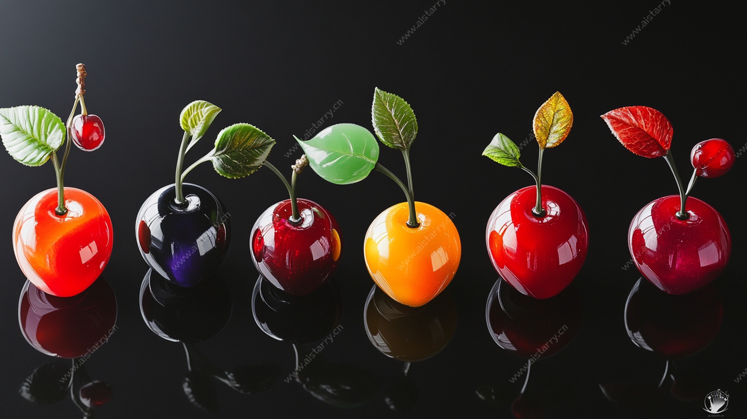 多彩玻璃水果摆件展示