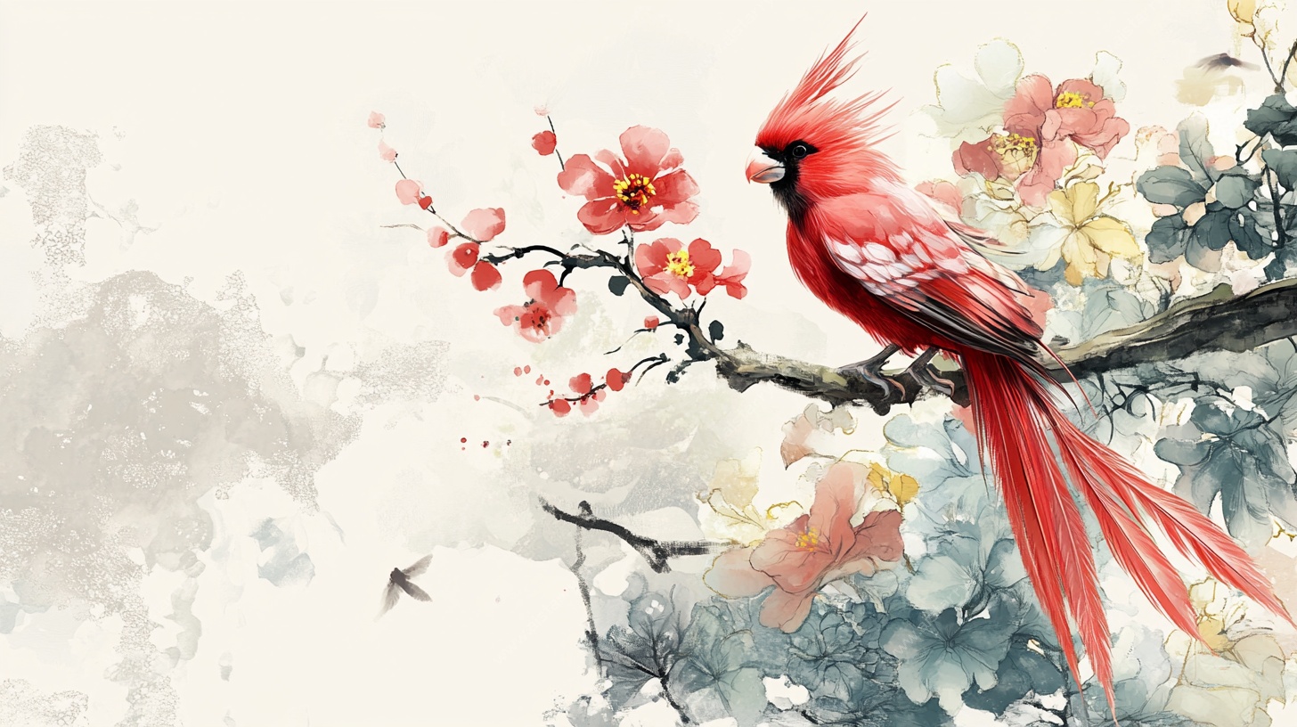 红雀栖花枝图