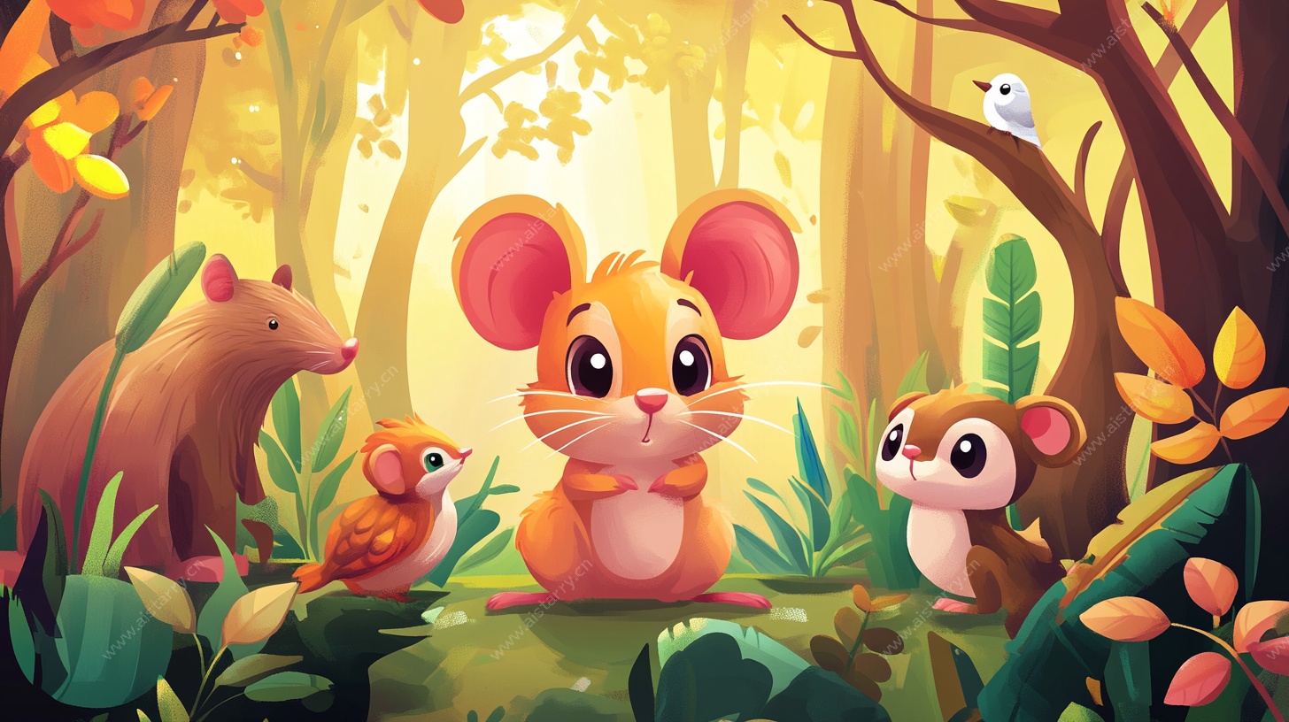 森林中的动物欢乐聚会