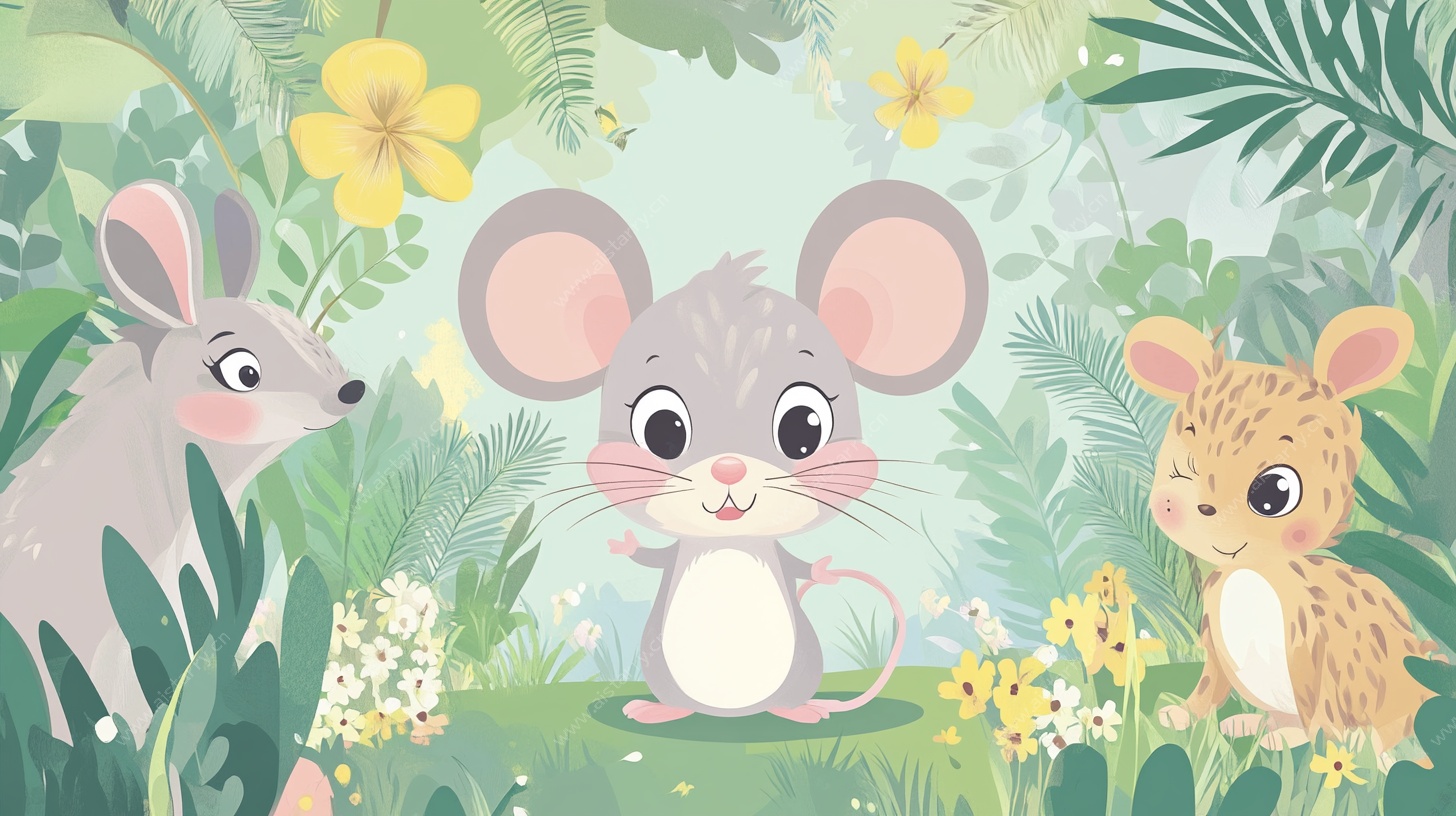 森林中的可爱小老鼠们