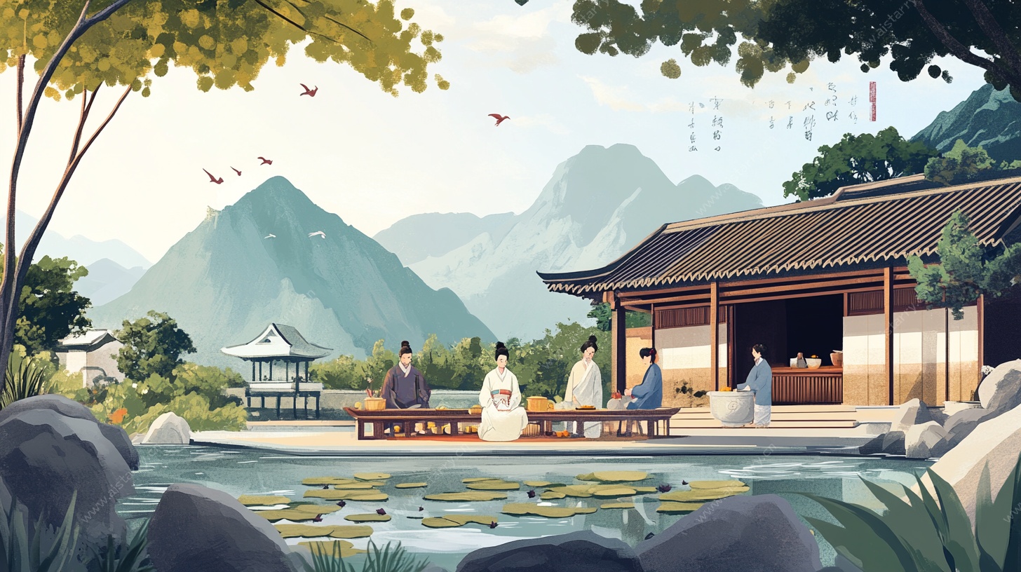 古风庭院雅聚图