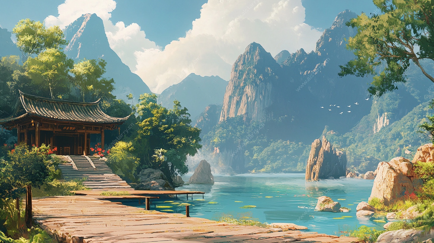 中式山水亭阁美景