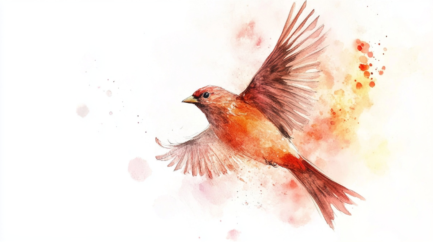 水彩飞鸟灵动瞬间