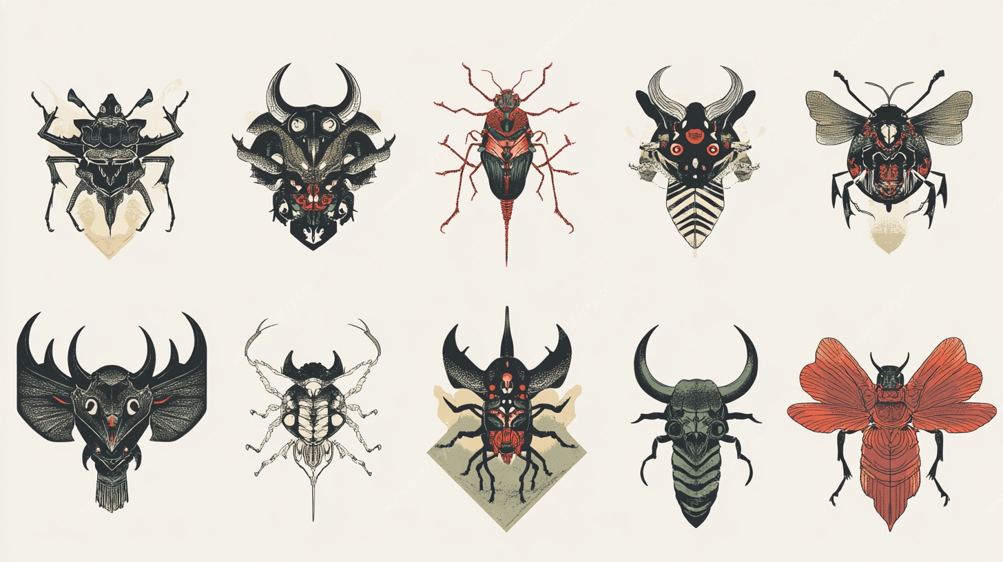 昆虫机械风插画集合