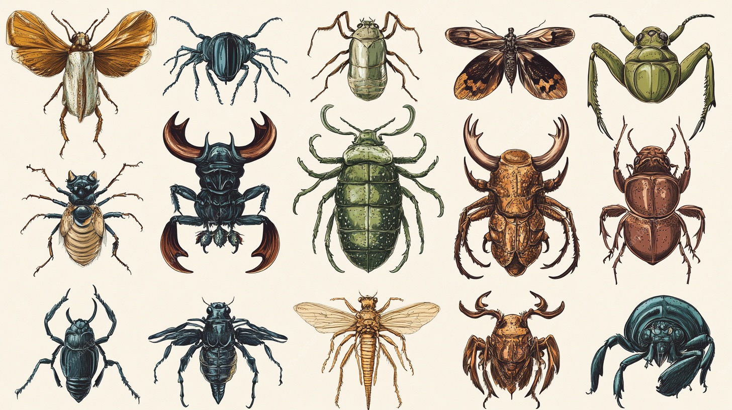 复古风昆虫插画集合