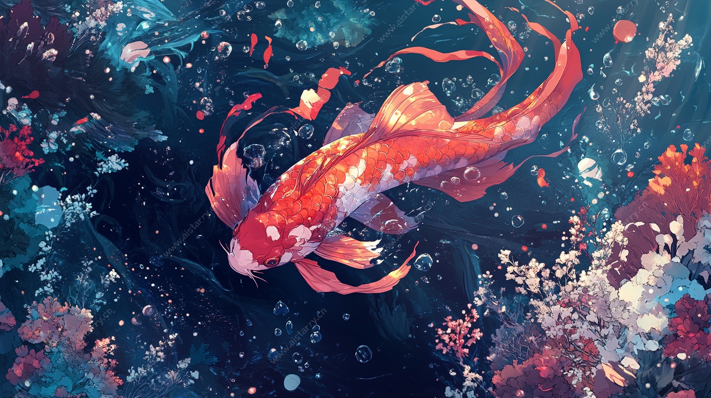 梦幻锦鲤畅游奇幻水底世界