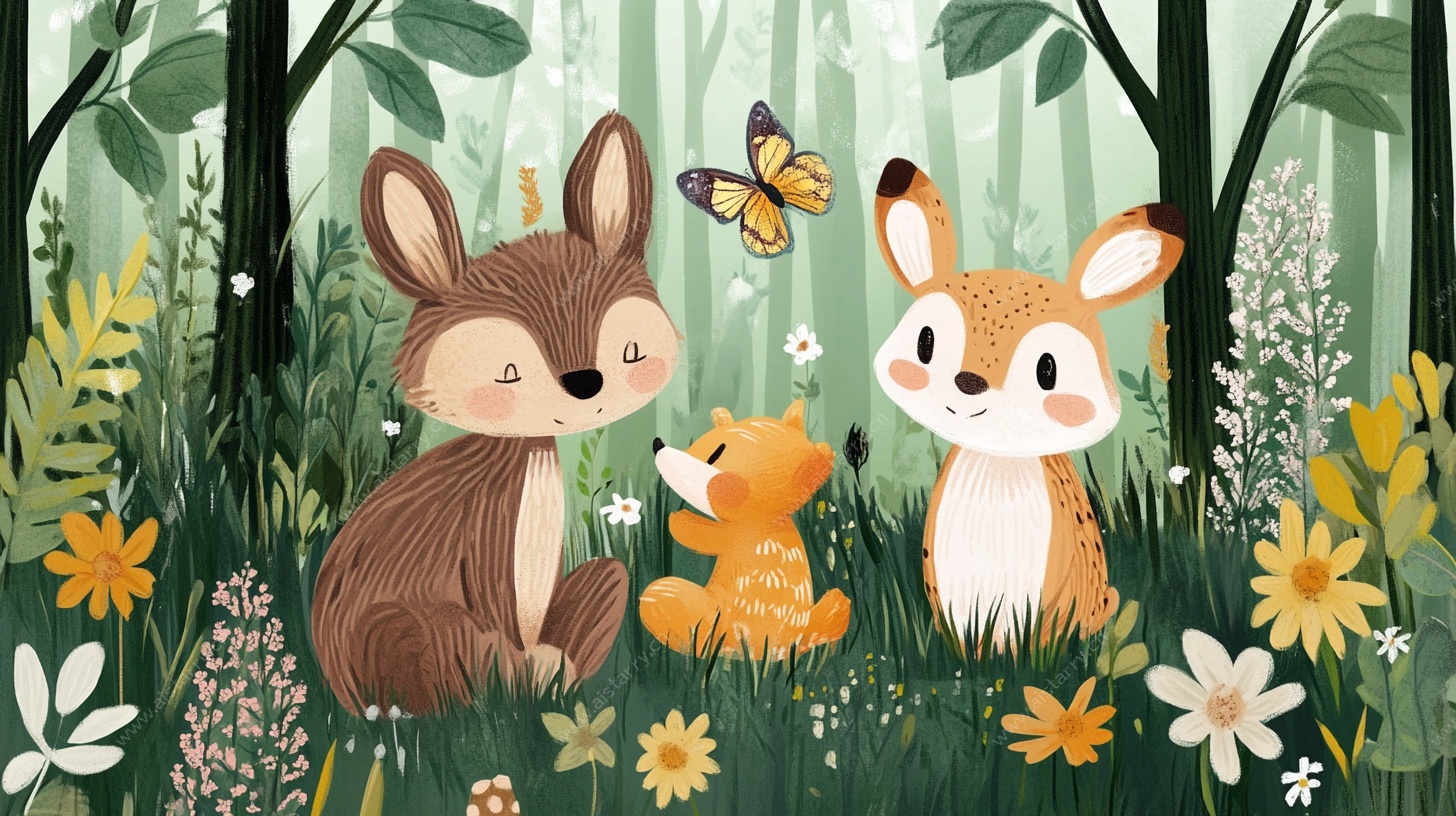 森林中的狐狸一家