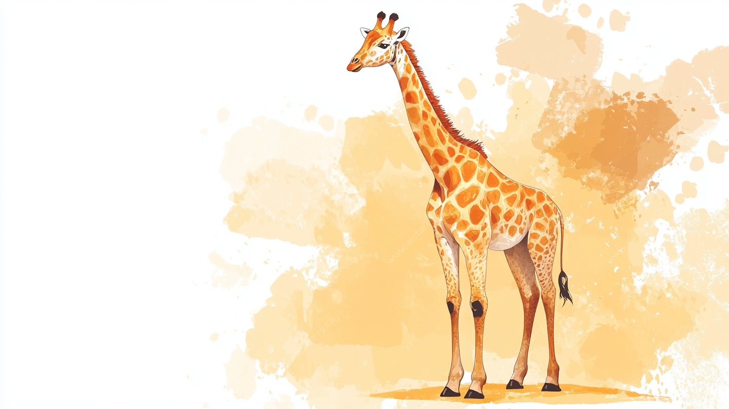 水彩风长颈鹿插画