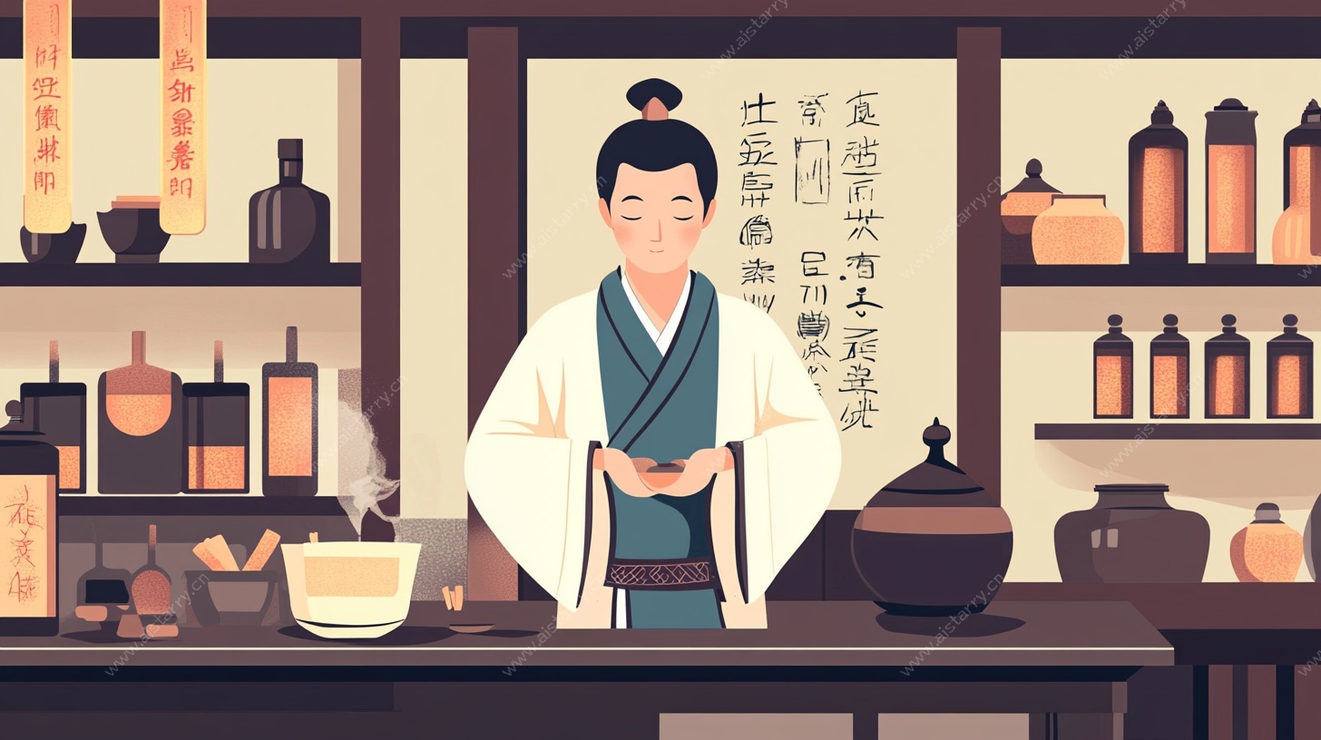 古代郎中坐堂行医场景图