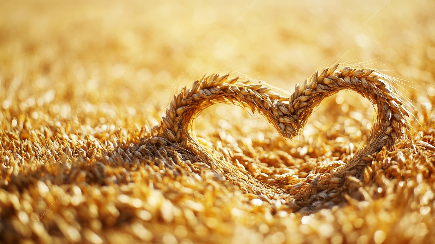 麦穗组成的心形浪漫画面