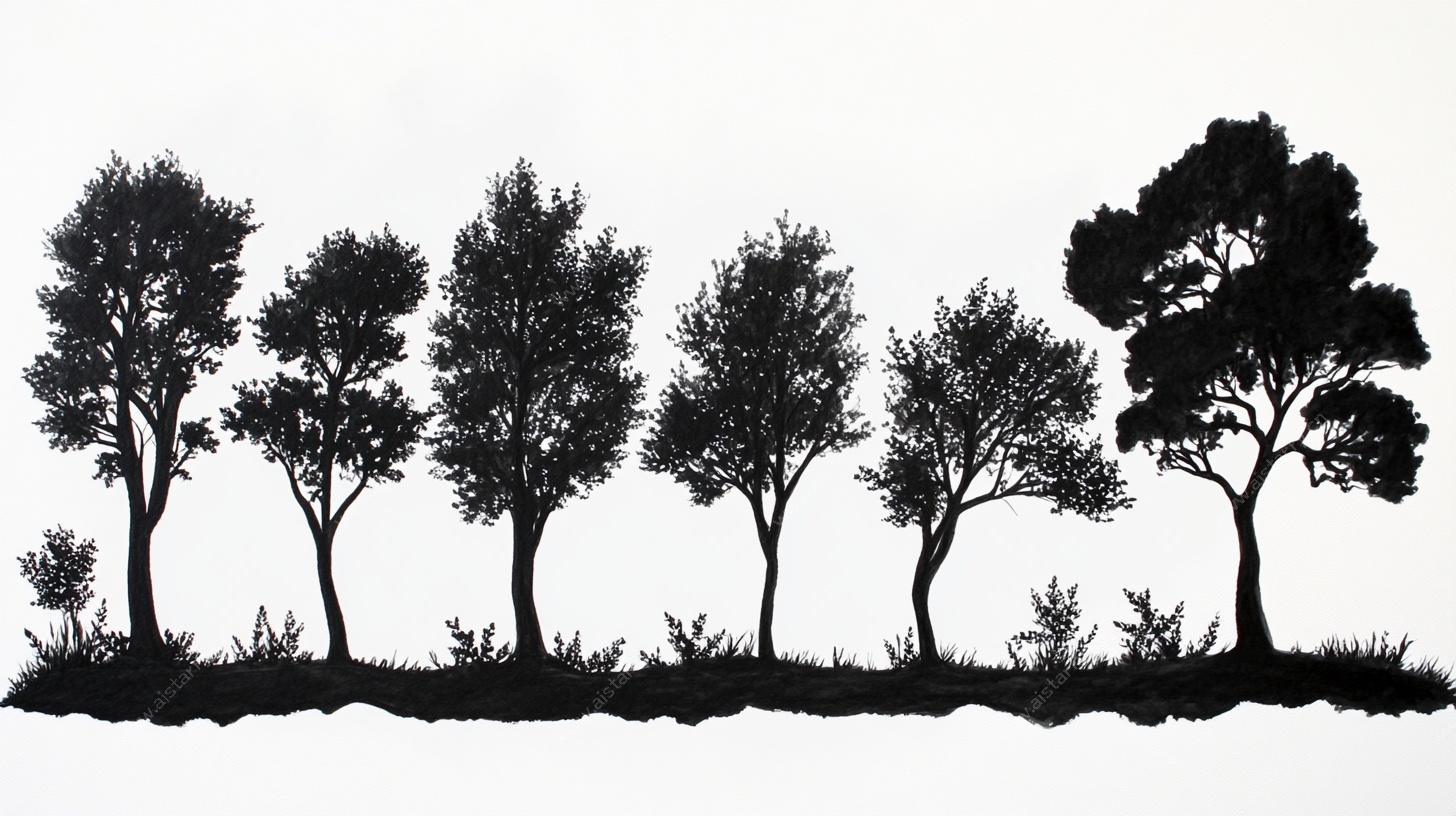 一排树木剪影