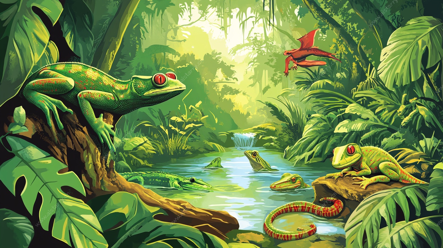 奇幻丛林中的爬行动物世界