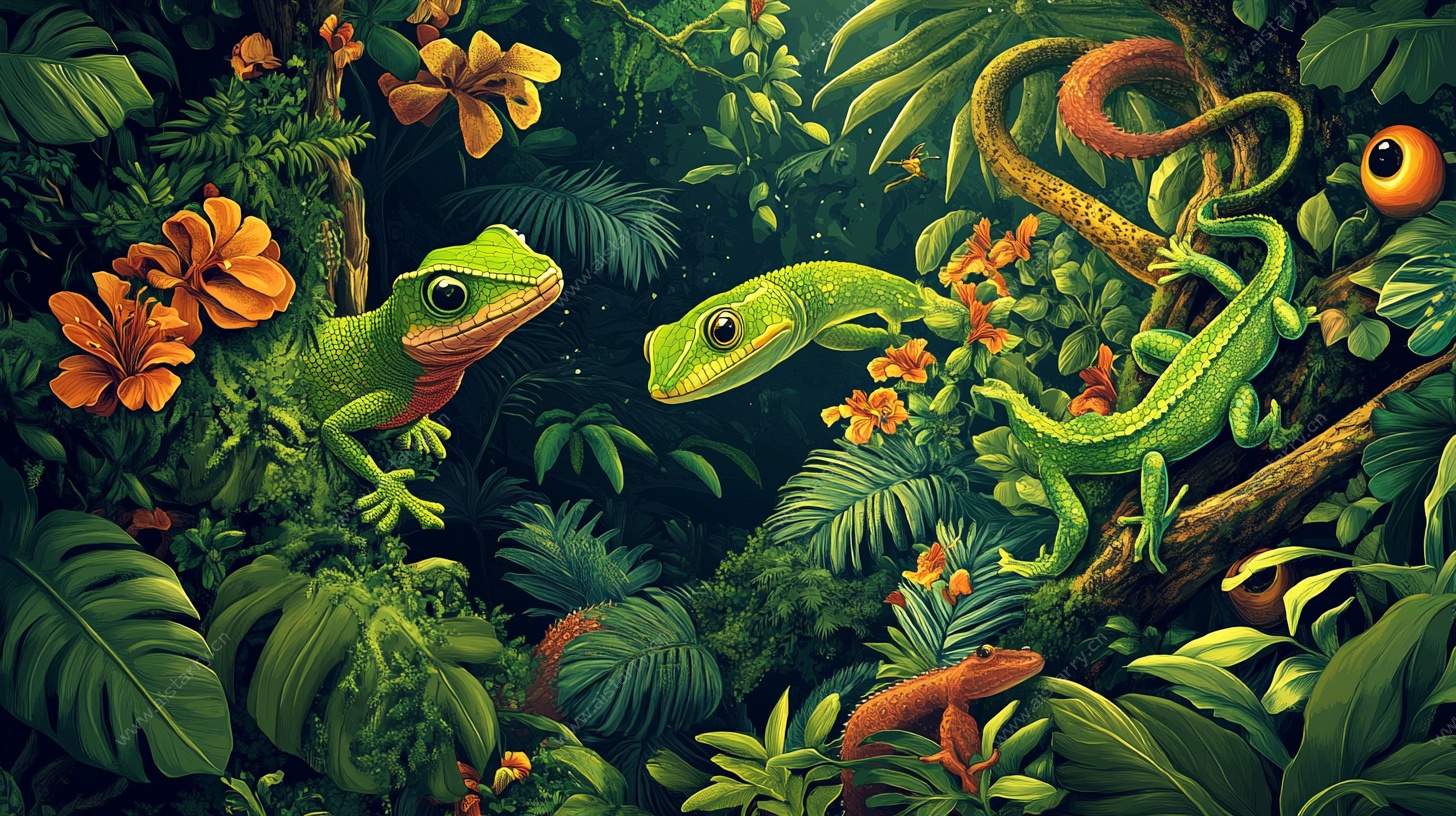 丛林中的绿蜥蜴奇遇记