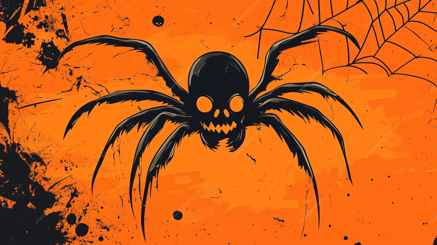 骷髅蜘蛛万圣节插画
