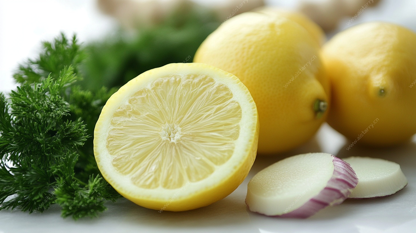 柠檬与配菜静物图