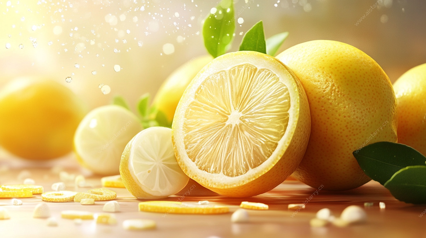 新鲜柠檬静物图