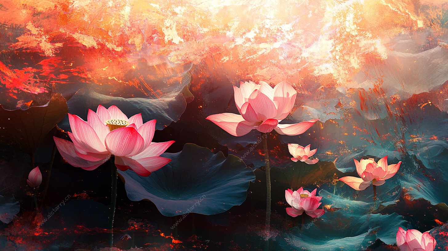 梦幻荷花光影艺术图景