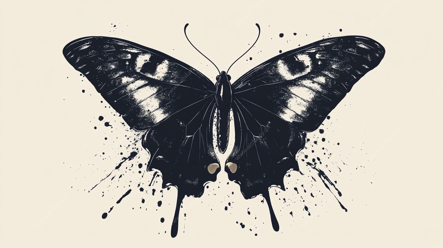 墨韵蝴蝶艺术插画