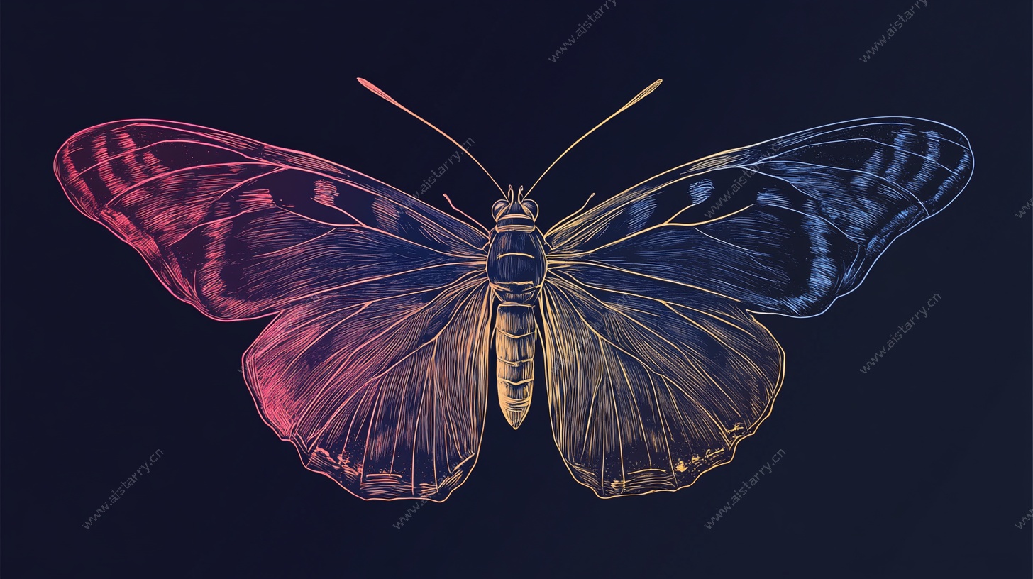 梦幻渐变蝴蝶插画