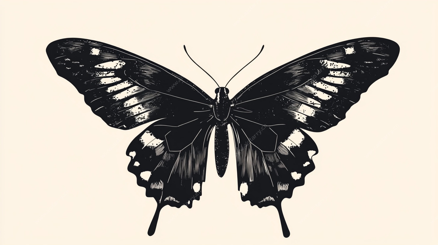 黑白色蝴蝶插画