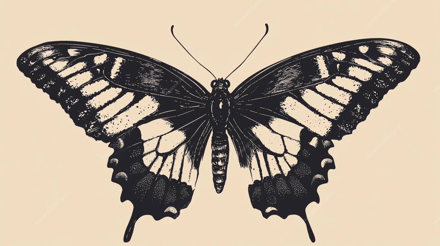 黑白蝴蝶插画