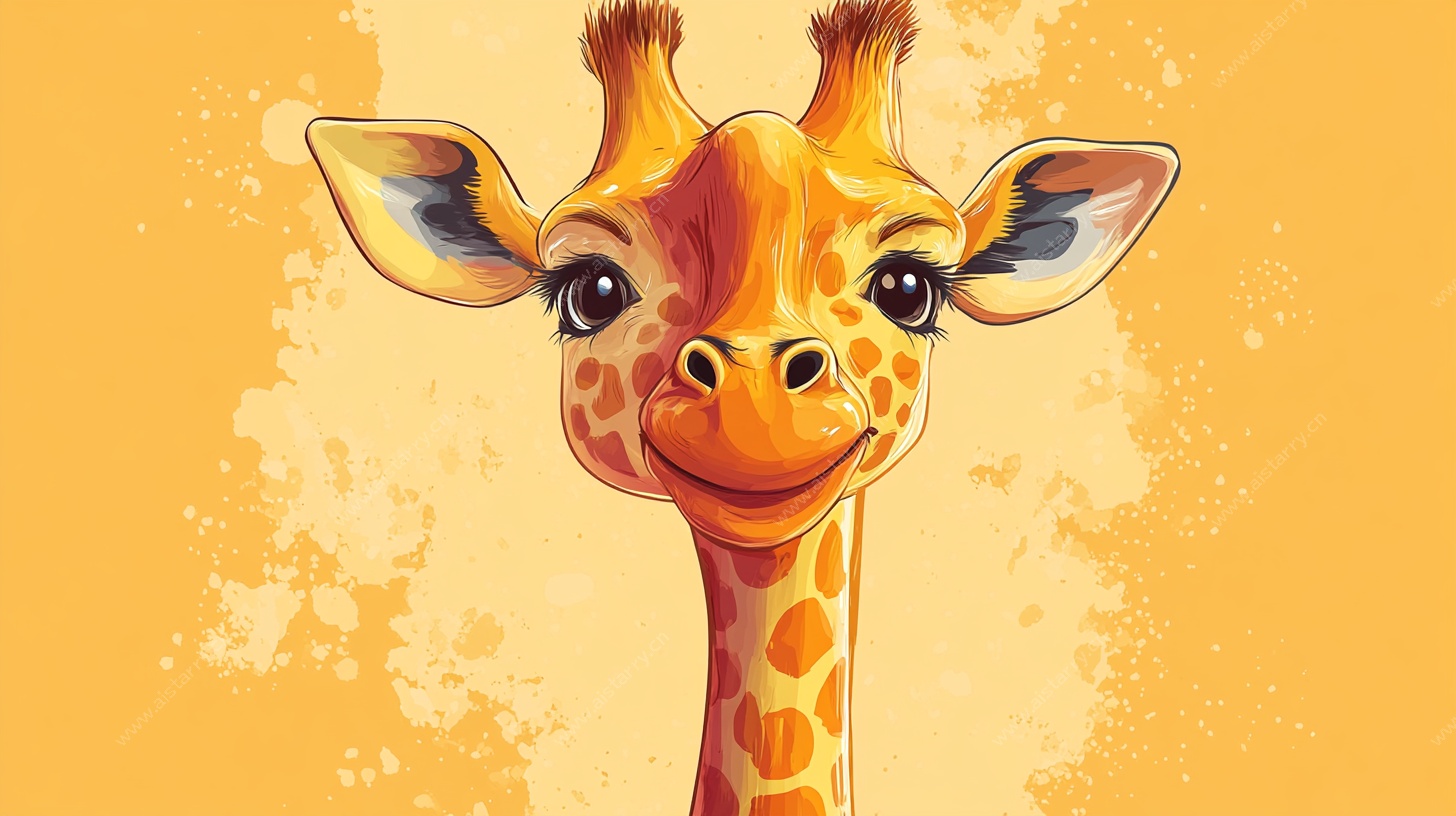 可爱长颈鹿插画头像