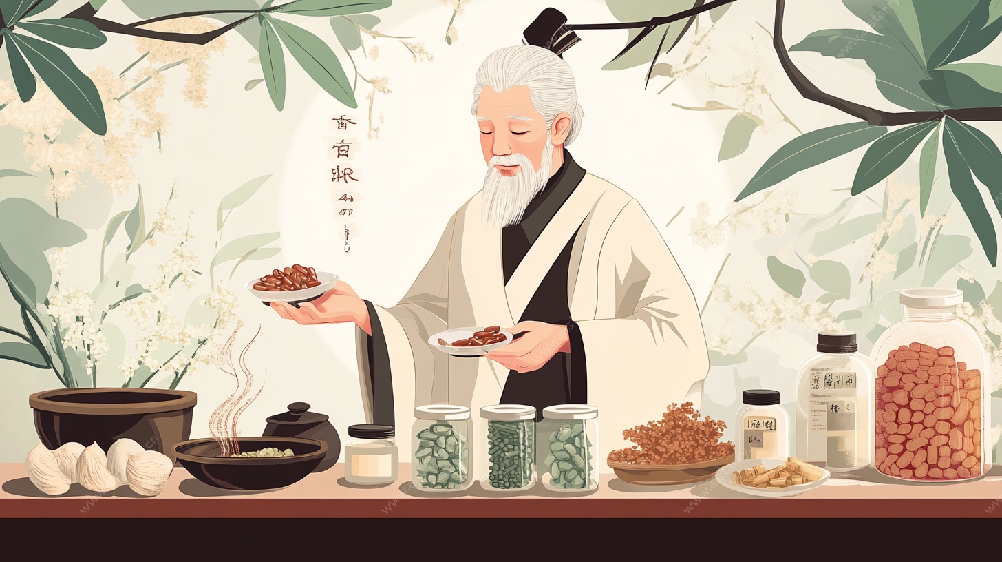 老中医调配中药材场景图