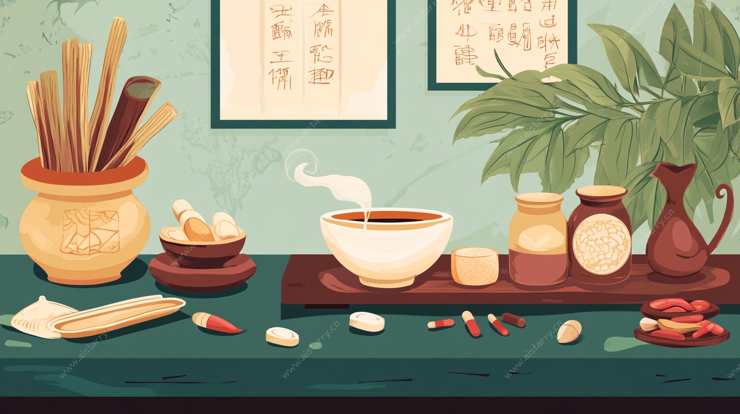 中式传统药膳食疗场景图