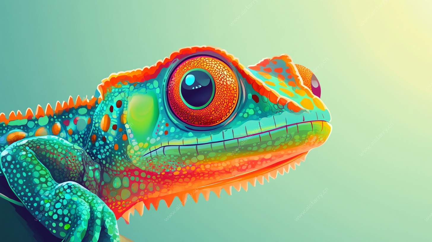 色彩斑斓变色龙特写