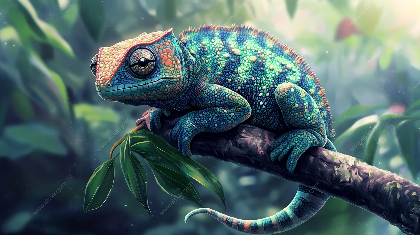 树枝上的多彩变色龙