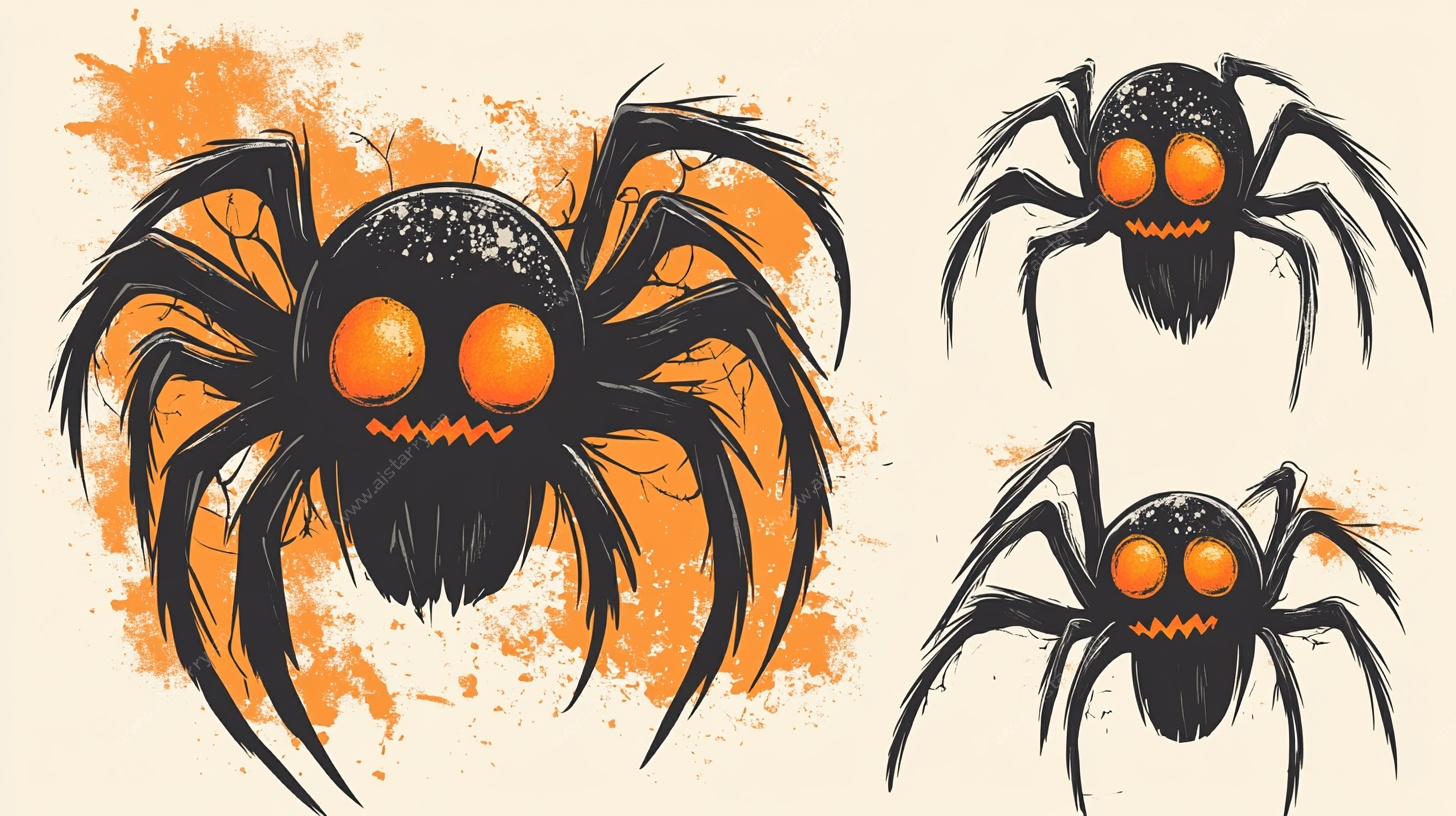万圣节搞怪蜘蛛插画