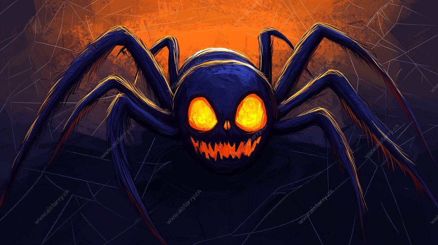 恐怖蜘蛛万圣节插画