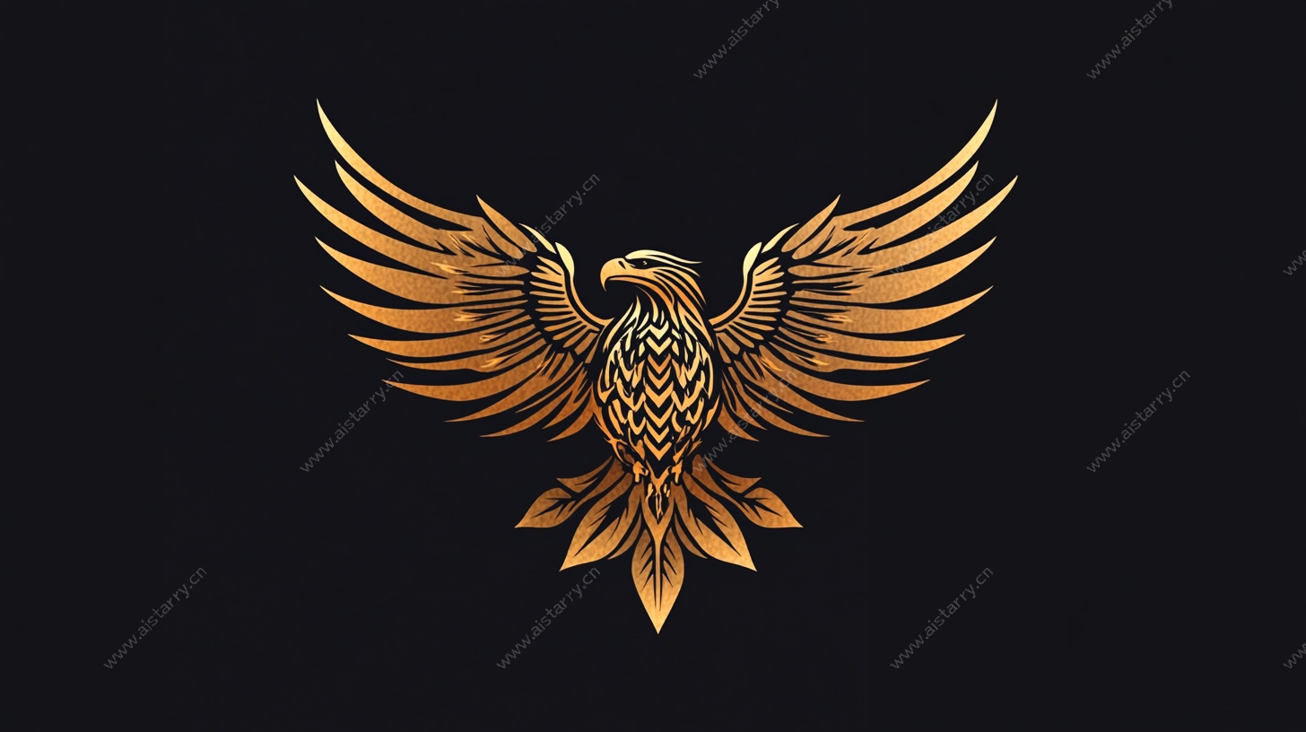 金色雄鹰展翅标志设计