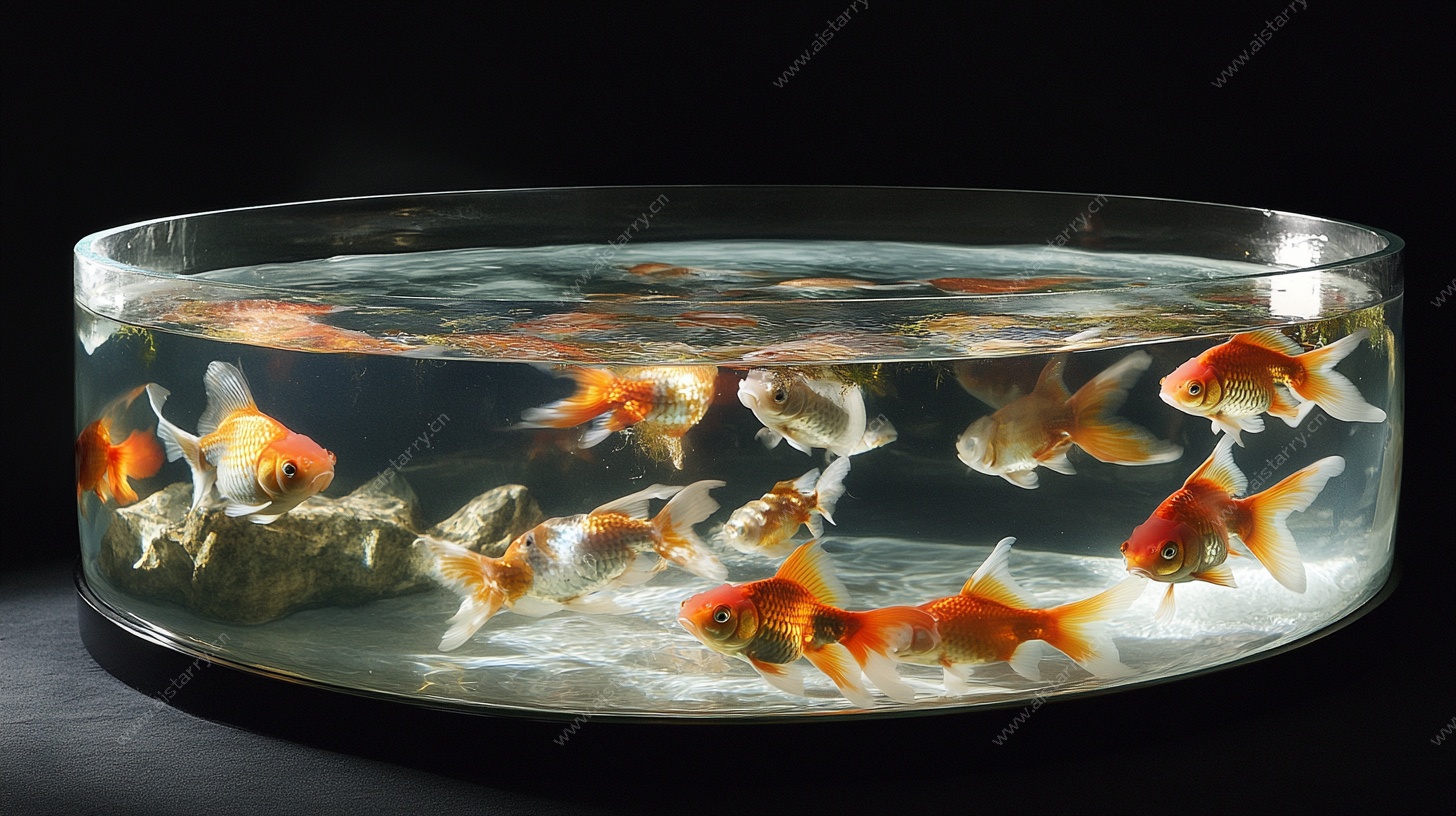圆缸中的灵动金鱼