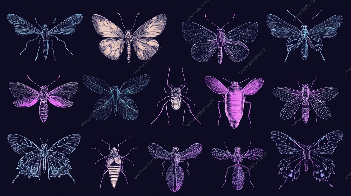 梦幻昆虫插画集合