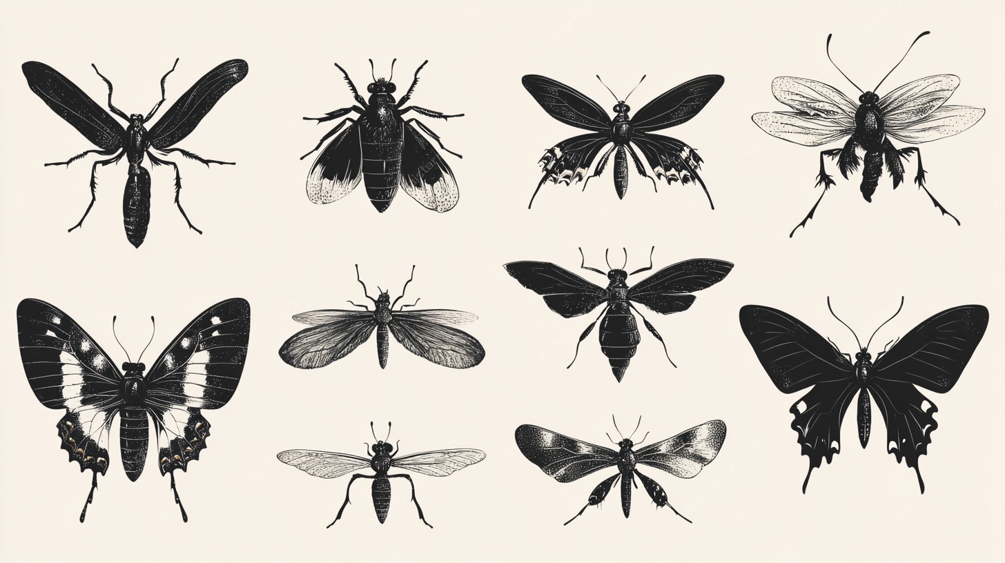 复古风昆虫插画集合