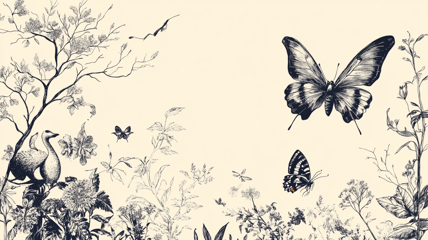 花鸟蝶绘 复古自然风情画