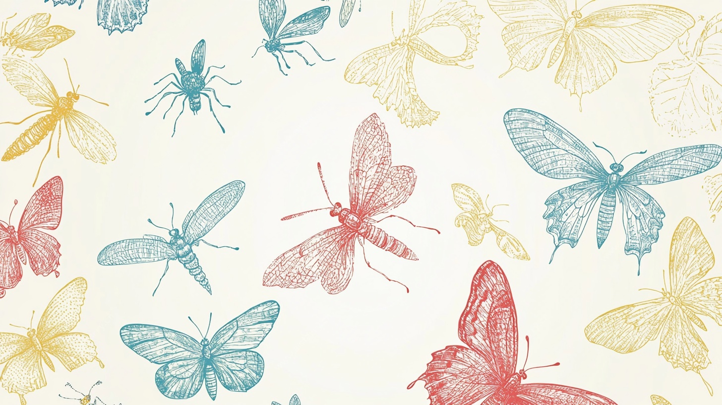手绘多彩昆虫图案背景