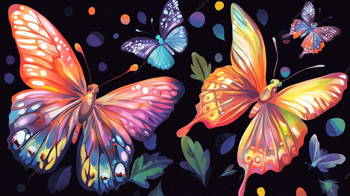 梦幻彩蝶夜舞图