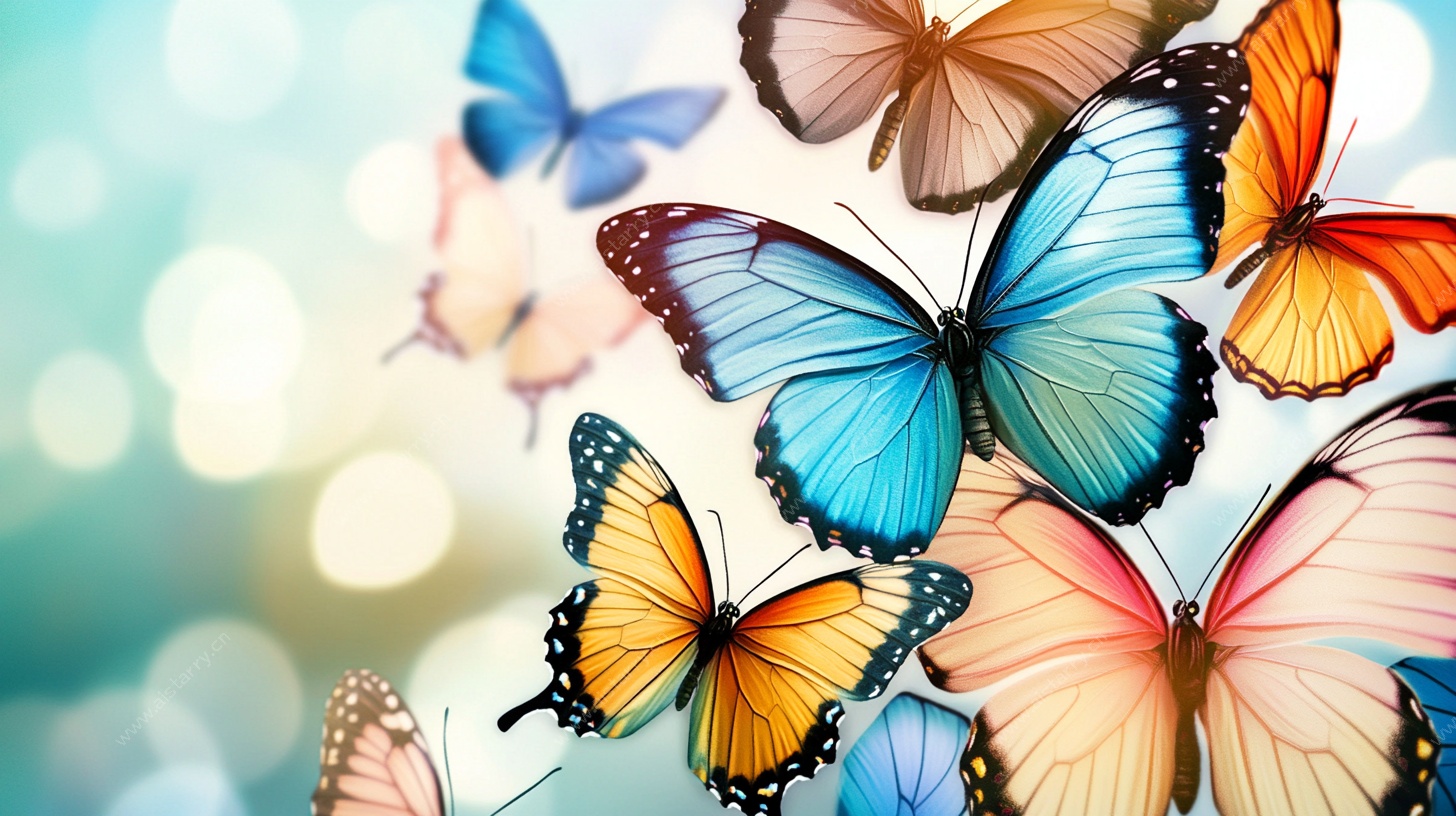 多彩蝴蝶飞舞梦幻场景