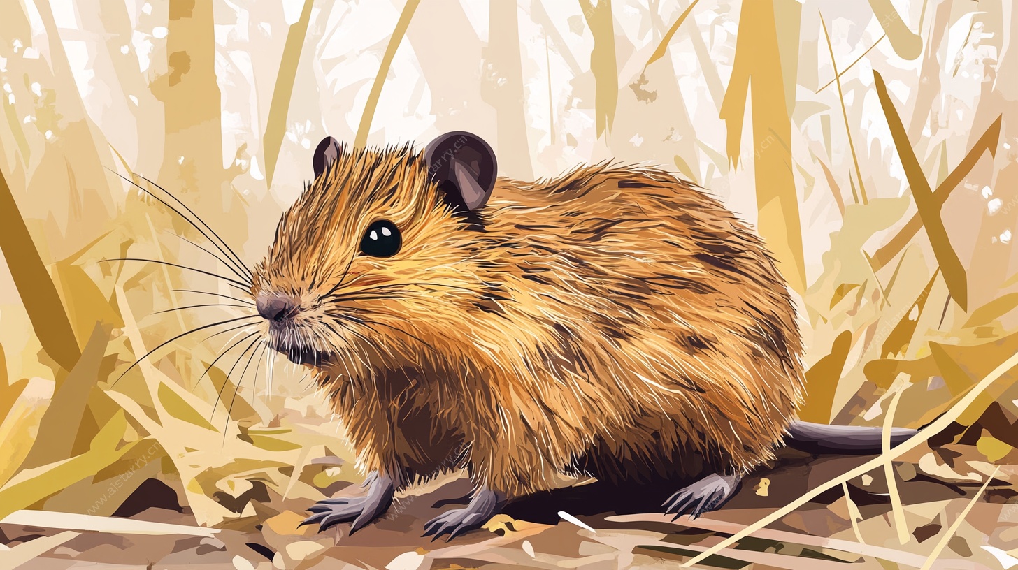 田野中的棕色小田鼠