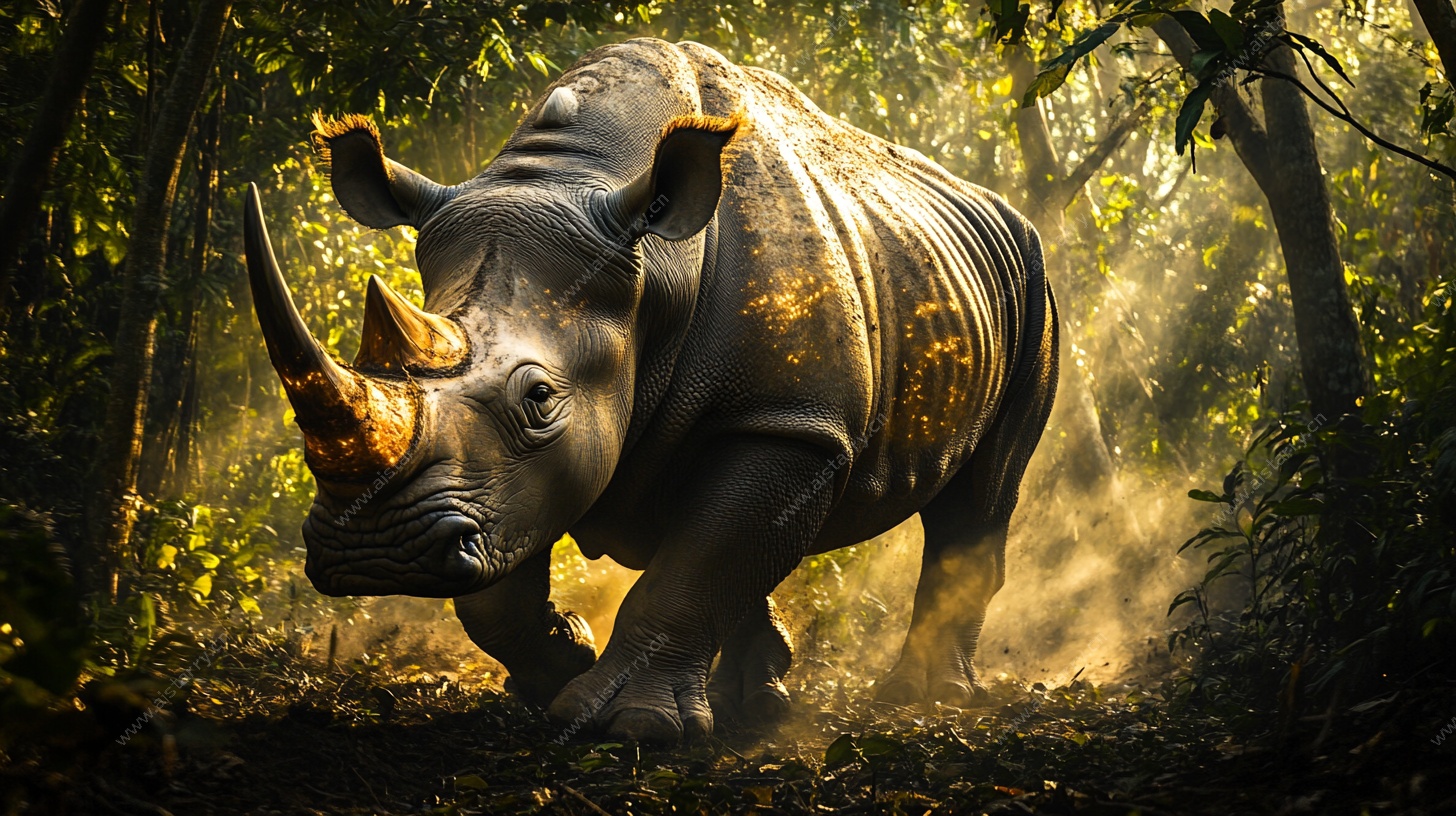 森林中的独角犀牛