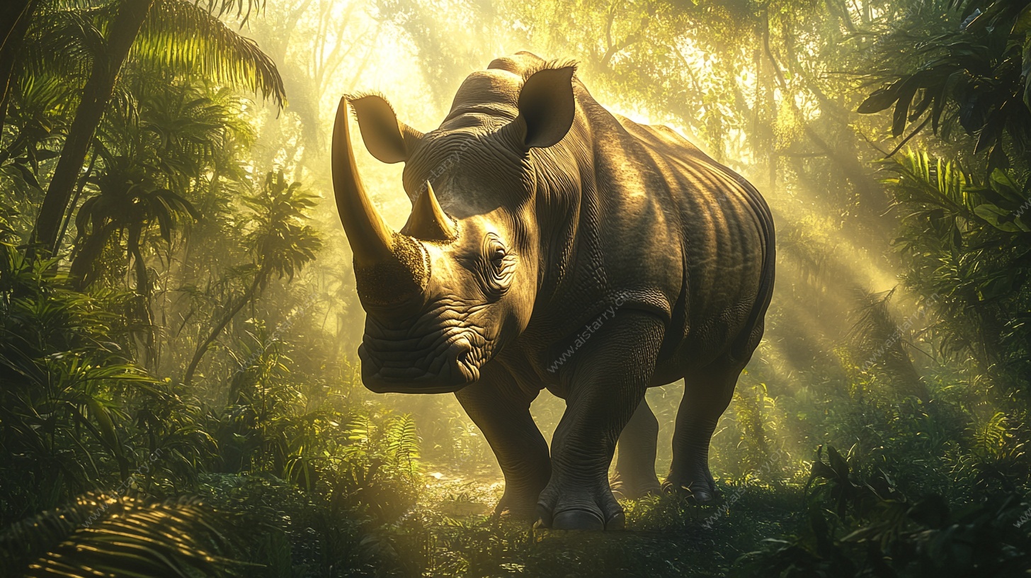 丛林犀牛 光影下的野性之美