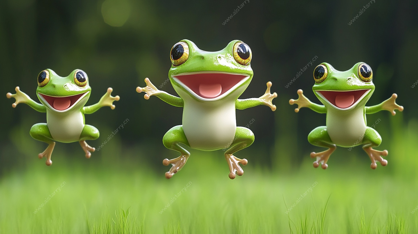 欢快跳跃的青蛙三兄弟